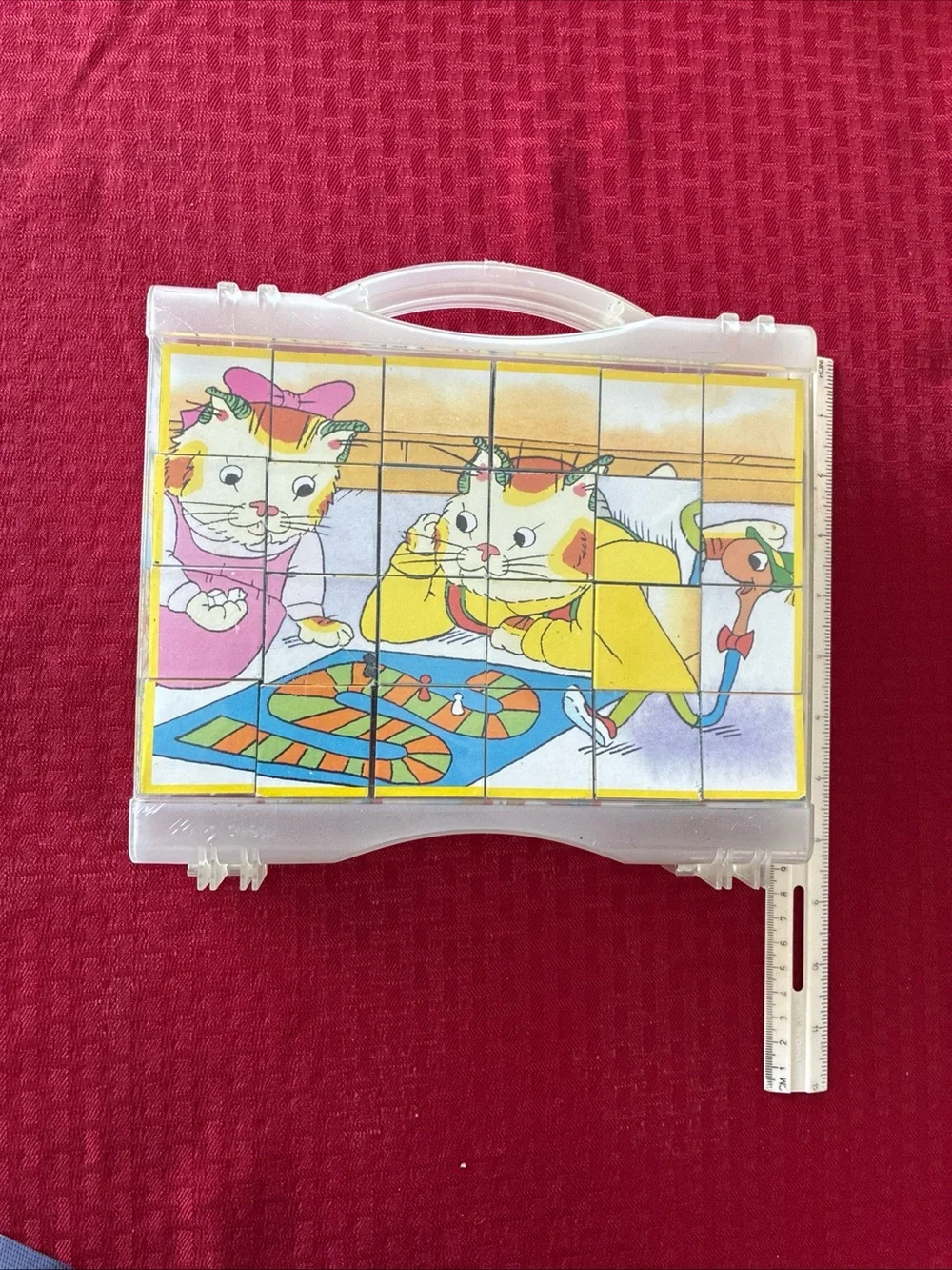 Vintage Richard Scarry Busytown 24 Wooden Blocks Puzzle with Carrying Case